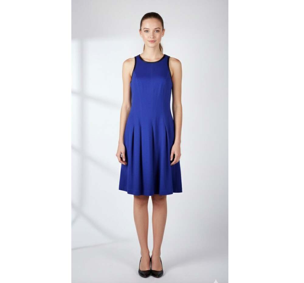 Banana Republic Collection Blue Box Pleat Dress - Size 6 - Fit & Flare